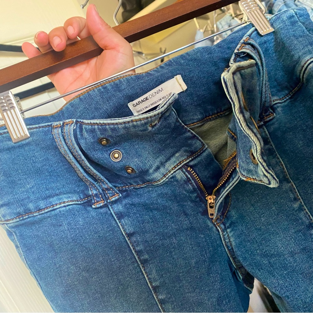 Low rise garage flare jeans